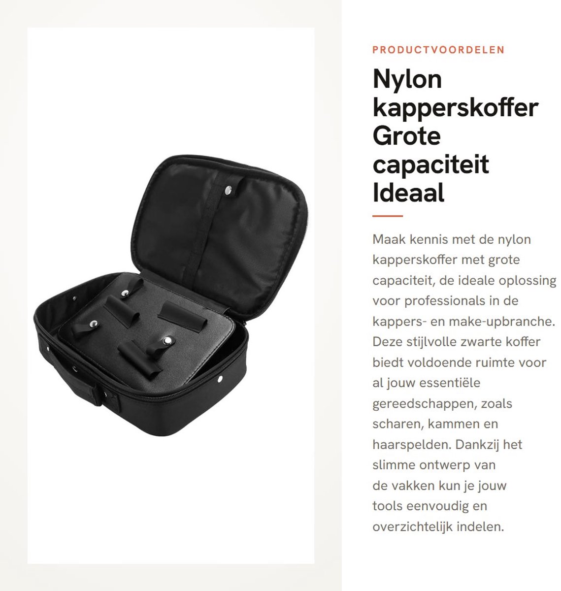 Dailygoods- Kapperskoffer Grote Capaciteit - Nylon - Vakkenbescherming - Gereedschap Organizer - Scharen/Kammen/Haarspelden - Zwart - Kapperstas