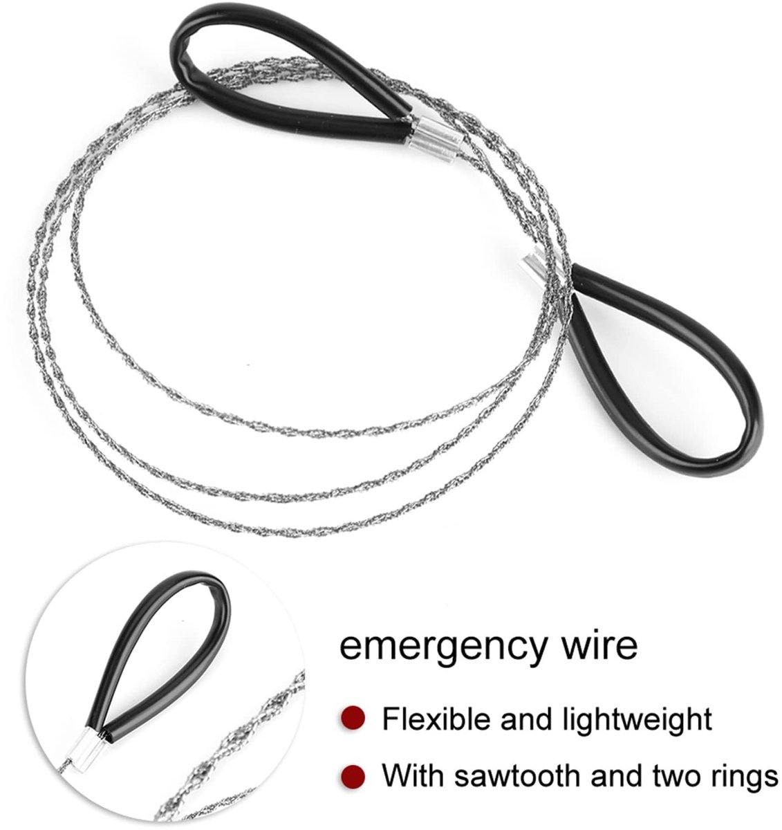 Dailygoods- Draadzaag Roestvrij Staal - Nooddraadzaag - 29,5 Inch - Gekartelde Snijkabel - Twee Handgrepen - Lichtgewicht en Duurzaam - Zaagketting