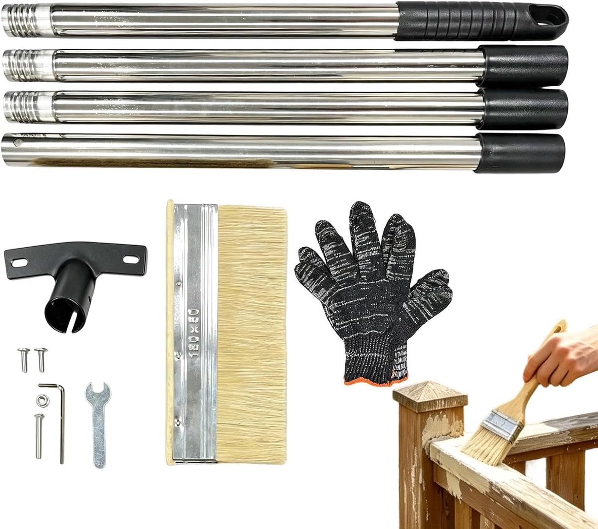 Dekbeitskwast Lange Steel - Vloerreinigingsborstel - Buitenonderhoud - Uitschuifbaar Bereik - 150 cm - Niet gespecificeerd