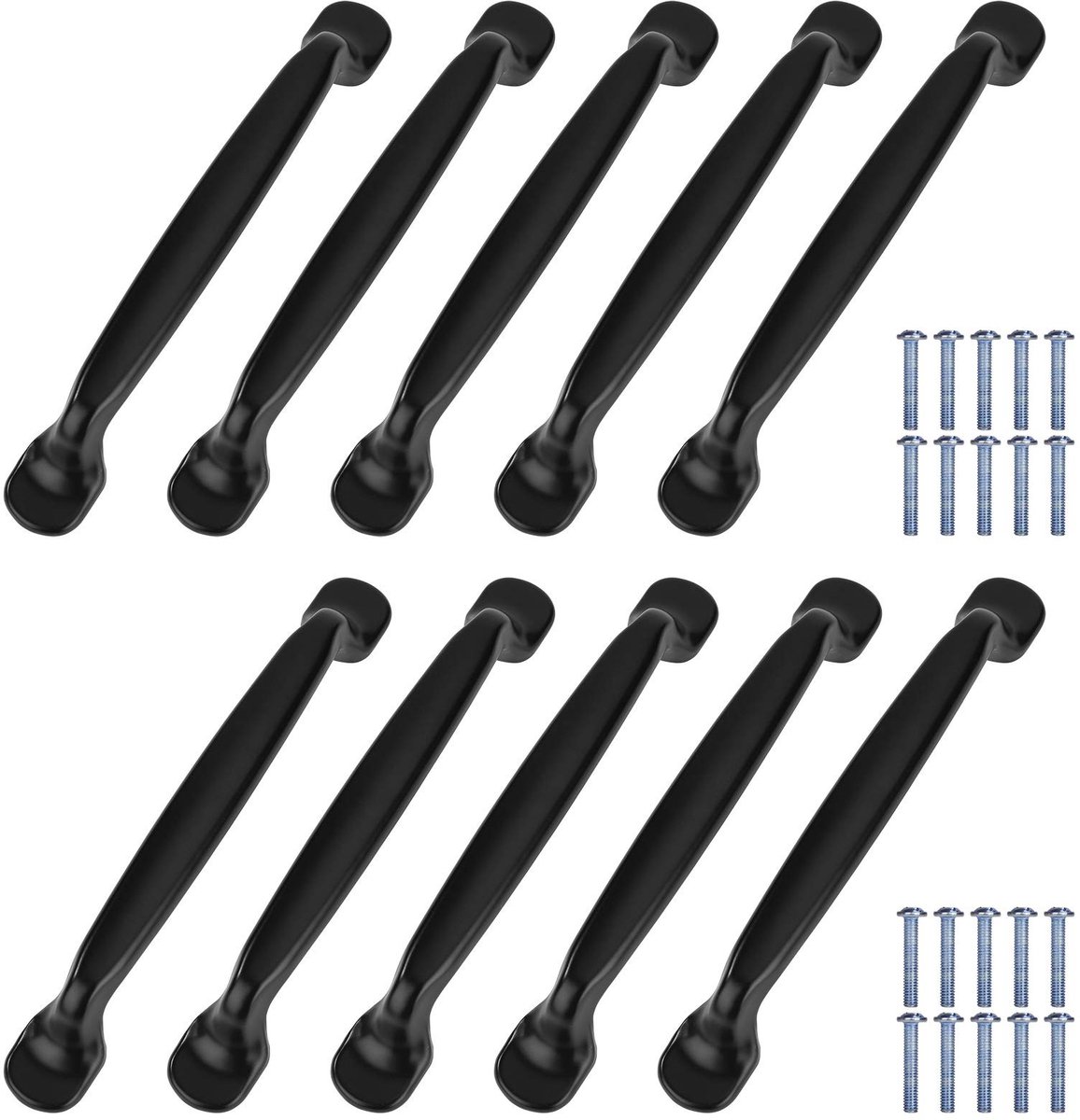 Dailygoods- Deurklink 10 Stuks - Zwart - Aluminiumlegering - Booggreep - Meubelknoppen - Inclusief Schroeven - Veilig voor Kinderen - Ladegreep
