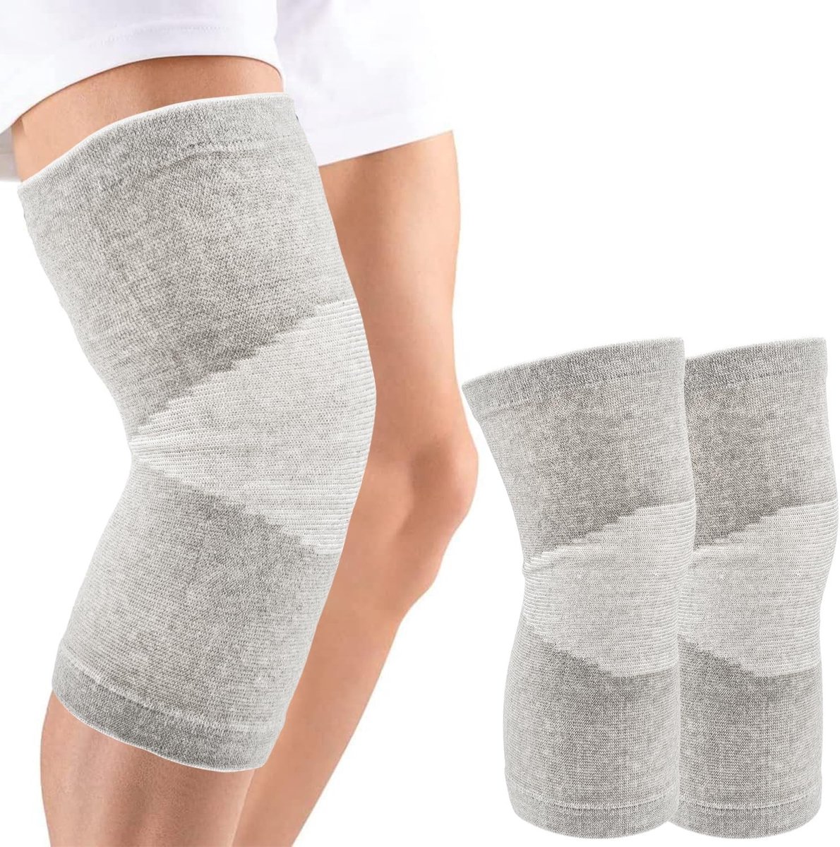 Solidchoice- Kniebandage Bamboe 2 Stuks - Knieondersteuning - Kniebeschermers - Compressie - Antislip - Verbeterde doorbloeding - Kniebeschermer
