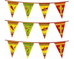 Boland Mexicaanse vlaggenlijn - 3x - 6 meter - Plastic - Mexico versieren - landen thema feestartikelen