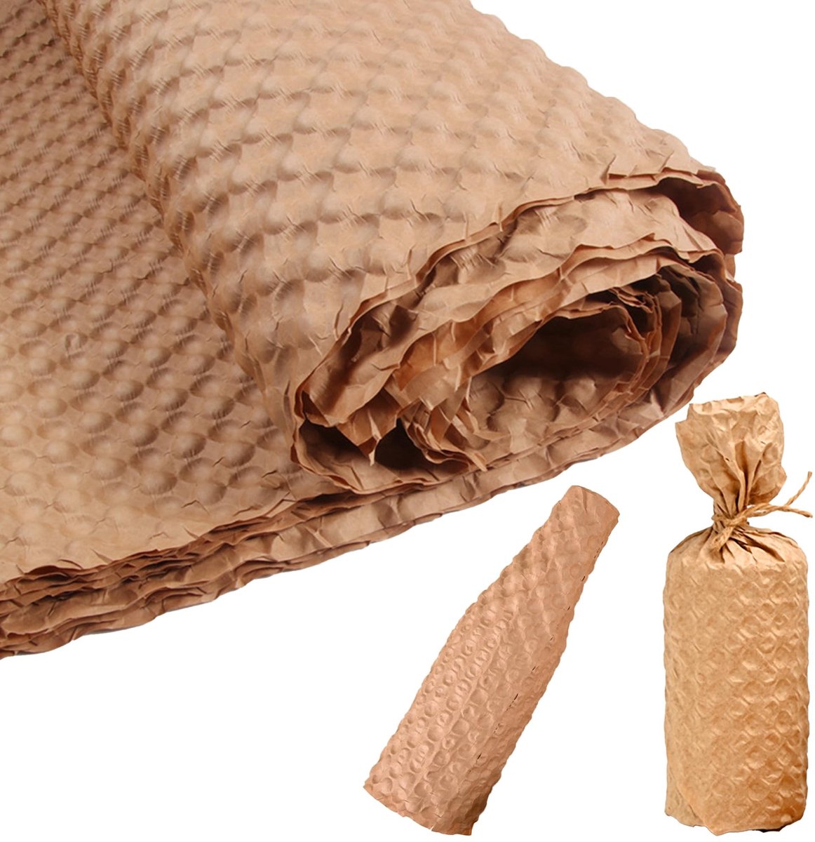 Dailygoods- Papierverpakking Wijnfles - 15 stuks Bubbelverpakking - Kraftpapier - Schokbestendig - Demping - 29 cm x 30 cm - Inpakpapier