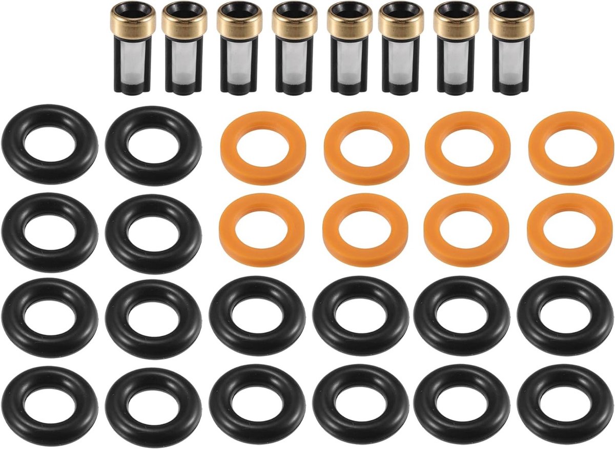 O-ring reparatieset voor brandstofinjectoren - NBR rubber zwart - geschikt voor Dodge Dakota 2002 - 8 sets, duurzame afdichtingen en hoge kwaliteit
