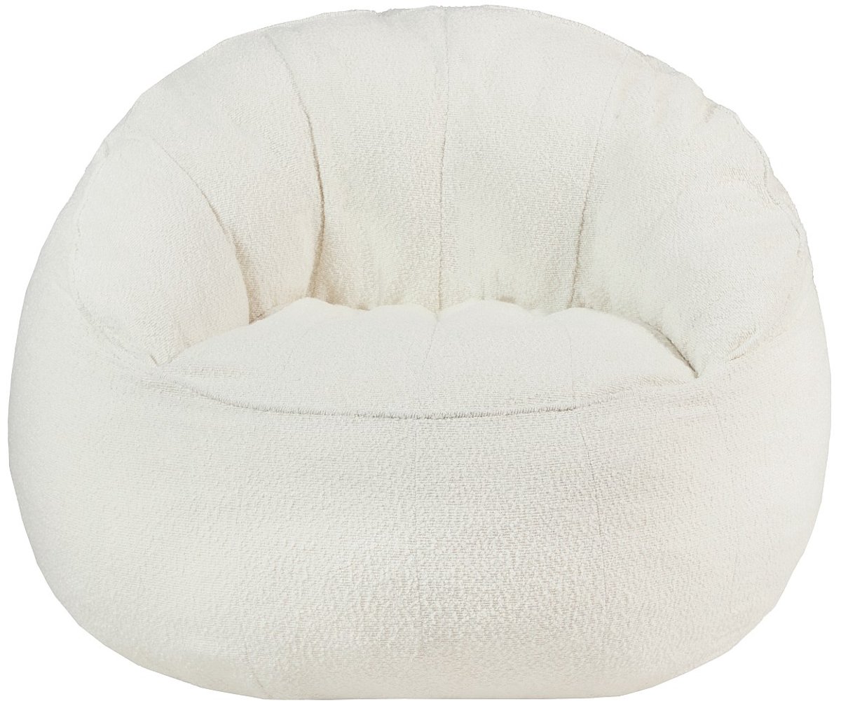 Vente-unique Schelpvormige fauteuil-poef in witte boucléstof FONADO Beige, Wit