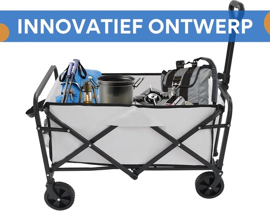 Bolderkar Wit - Opvouwbaar, Boodschappenkar en Trolley met Handkar Opvouwbaar - Voor Transport en Boodschappen van Bolderkar — afbeelding 5