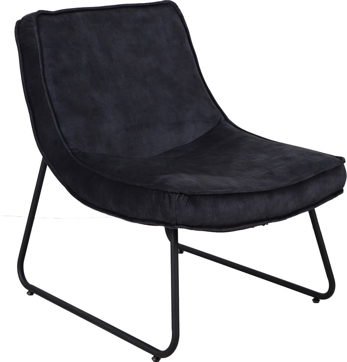 Saphly Relaxstoel Zwart - Velvet, Fauteuil zwart en Armleuningen - Voor Eetkamer, Keuken en Woonkamer