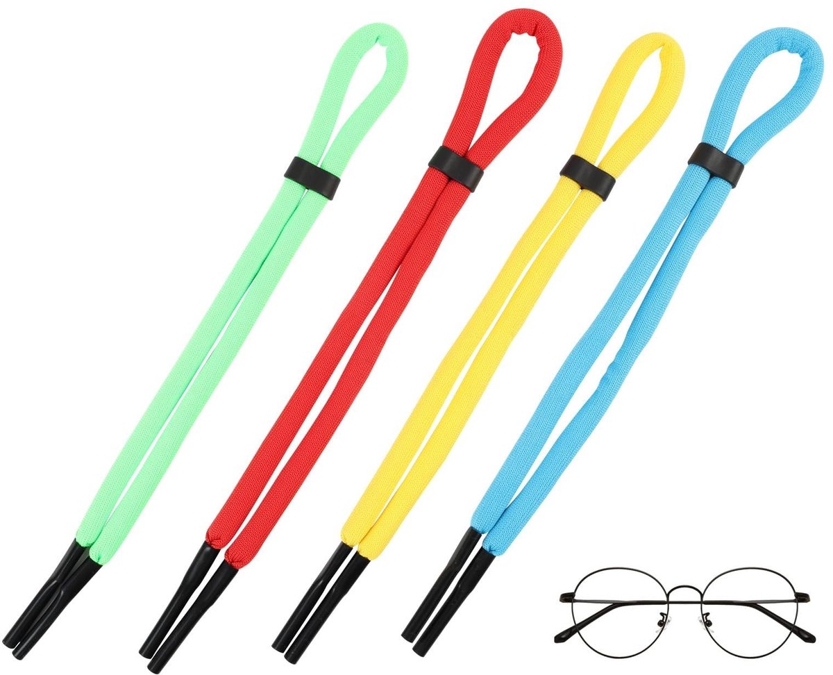 Dailygoods - Set van 4 Verstelbare Drijvende Sportbrilkoord, 65 cm, Anti-Verlies