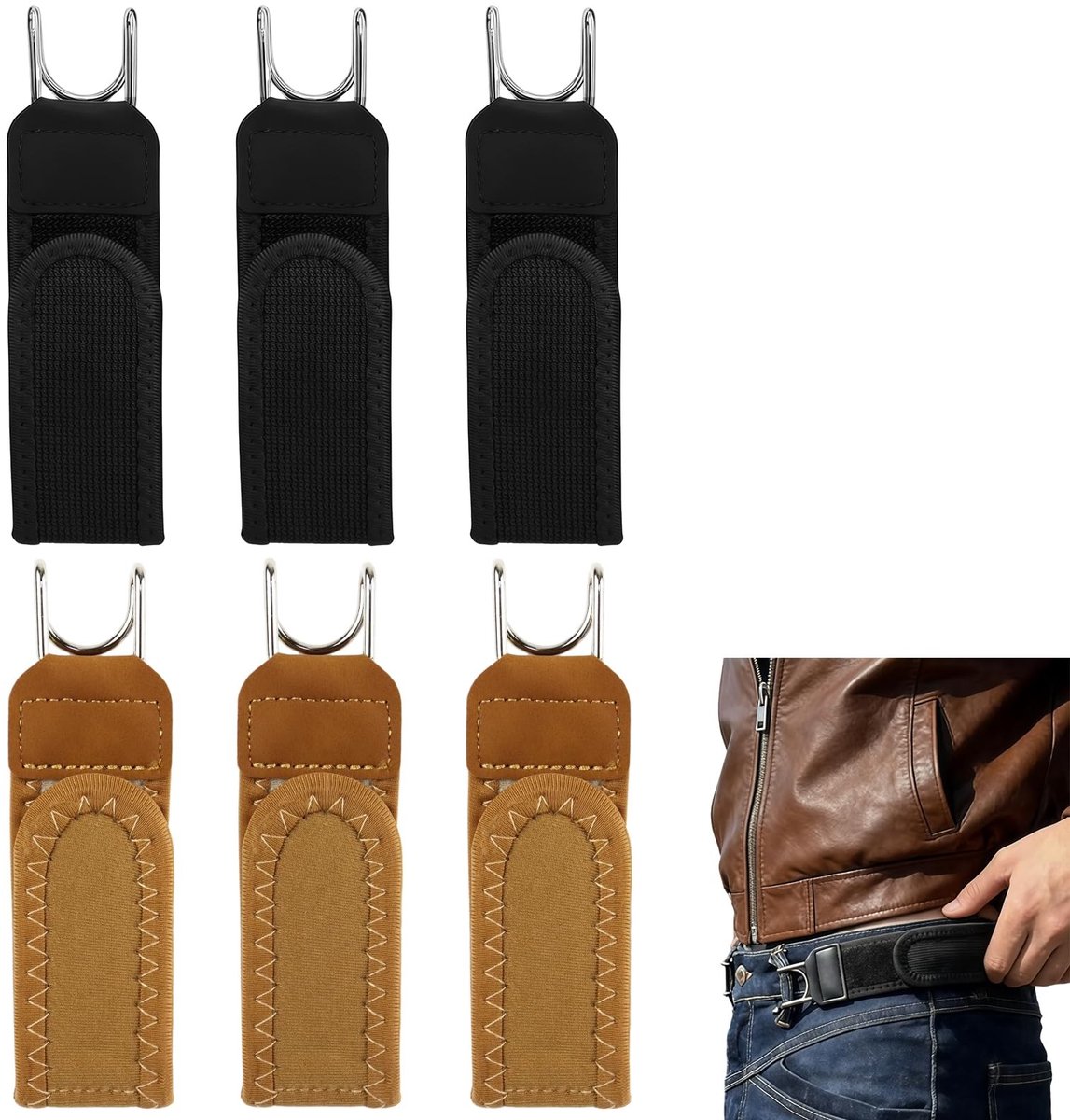 Dailygoods - 6 Stuks Riemen Zonder Gesp - Onzichtbare Elastische Riem voor Heren en Dames