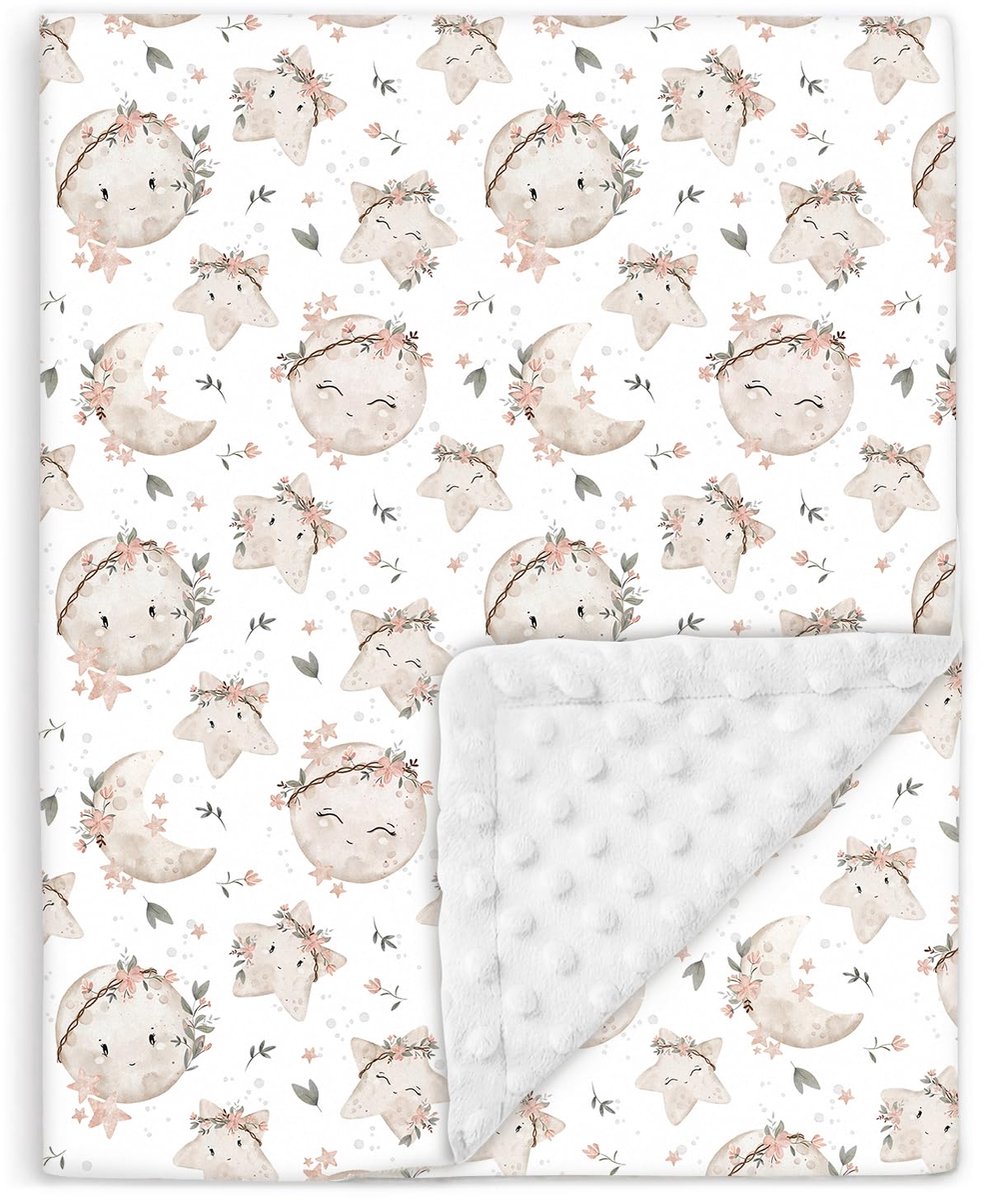SnelShoppen - Baby Blanket 100x135 Cm - Zachte Minky Katoen Babydeken Oeko Tex - Ledikant Deken met Polyester Vulling - Baby Swaddle en Wiegdeken - Id