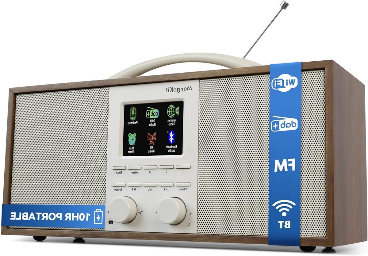 Internetradio met DAB+ - Stereosysteem Muzieksysteem - Muziek Luisteren - Ingebouwde subwoofer - 1 stuk - Walnoot