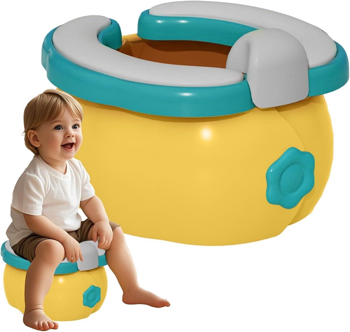Draagbaar Toiletje - Potty Seat - Zindelijkheidstraining - Opvouwbaar Ontwerp - 28x24x16.5cm - Geel