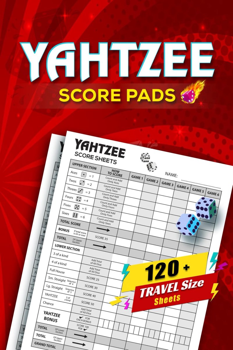 Yahtzee scorebladen 720 stuks - 6x9 reisscorebladen - ideaal voor onderweg - perfect voor spelletjesavonden - ShopVlot