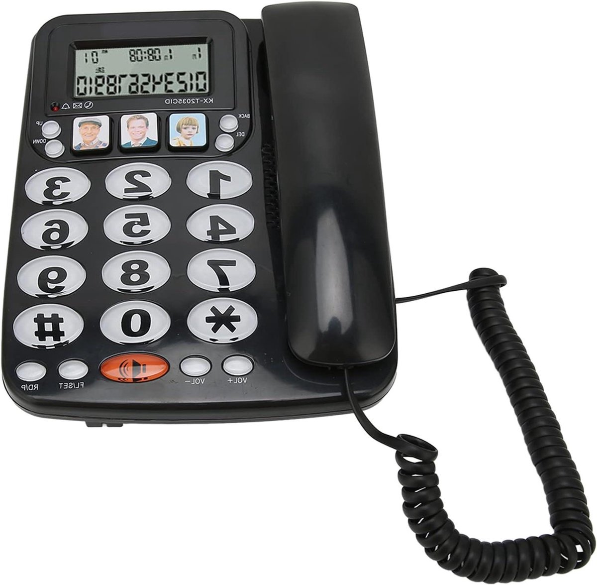 Vaste Telefoon - Telefoon Thuiskantoor - Thuis Bellen - Nummerherkenning Instelbaar - 22 x 22 x 7 cm - Zwart