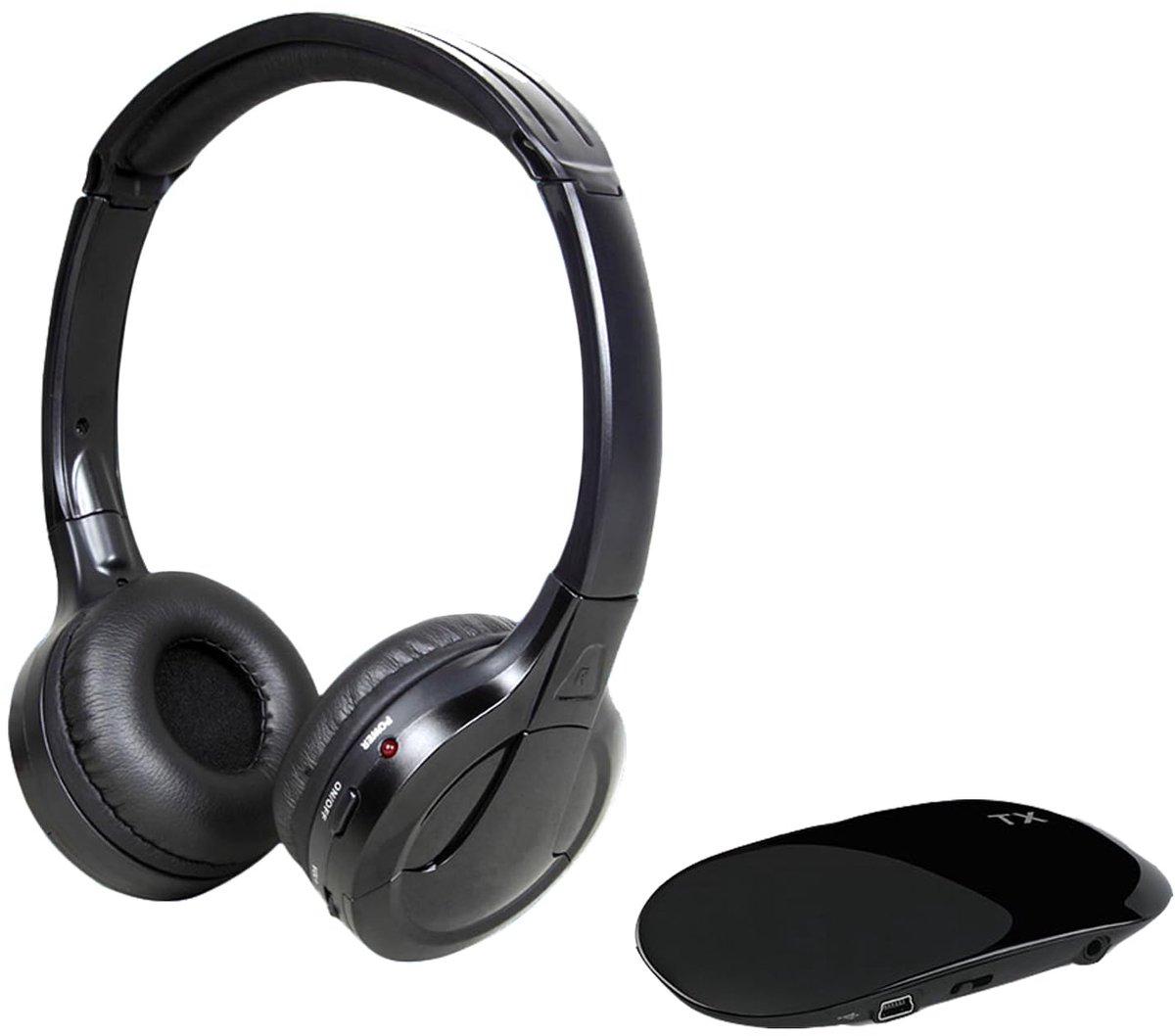 SnelShoppen - Multifunctionele Draadloze Hoofdtelefoon voor TV, On-Ear Headset met Zender, Bekabelde Hoofdtelefoon voor PC/TV/Smartphones, Zwart, Perf