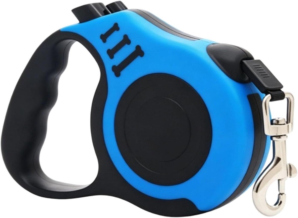 Intrekbare Hondenriem - Automatische Hondengordel - Hond Uitlaten - Rem met één Knop - 5 Meter - Blauw