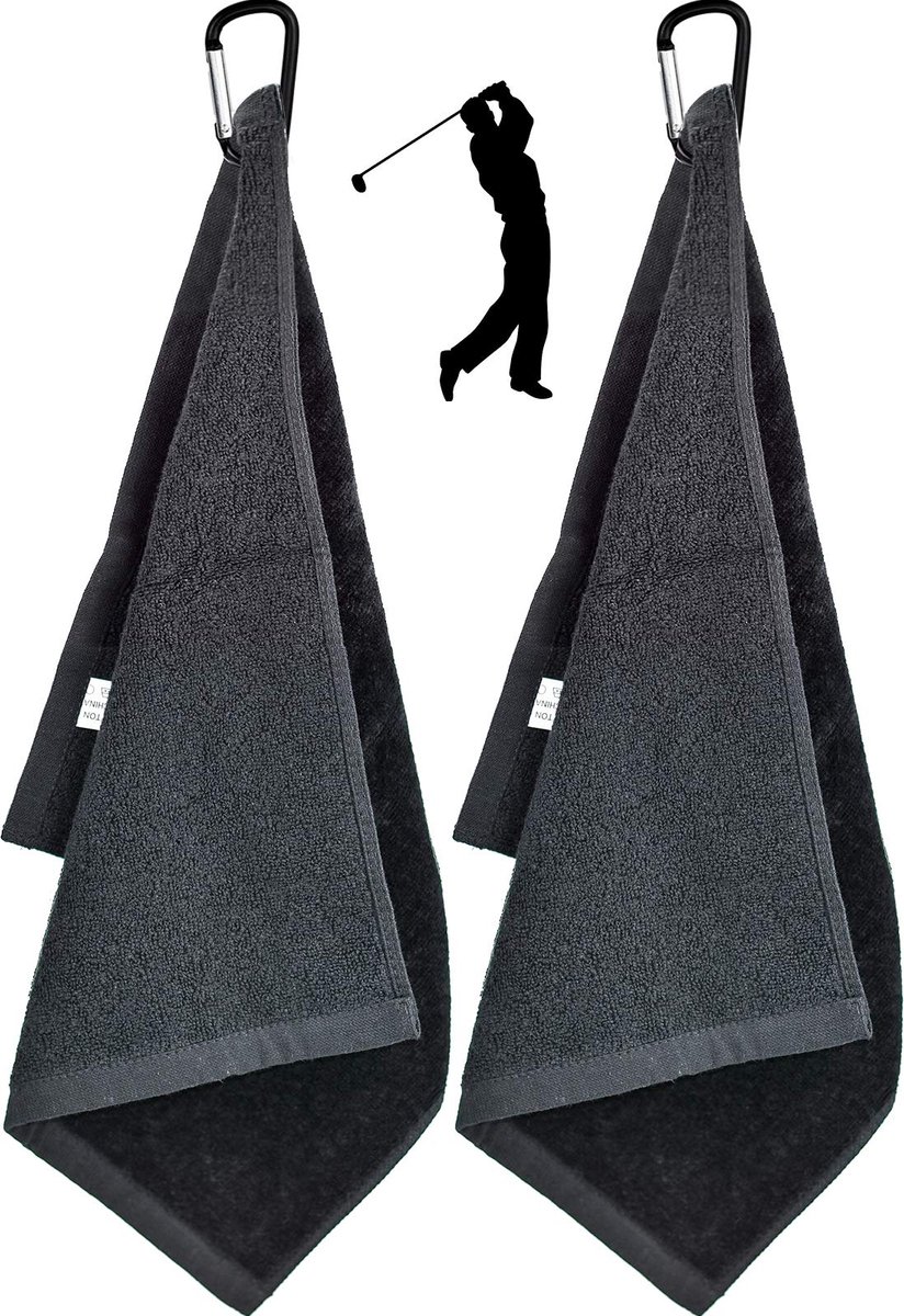 Dailygoods - 2 Stuks Premium Microfiber Golfhanddoek met Karabijnhaak