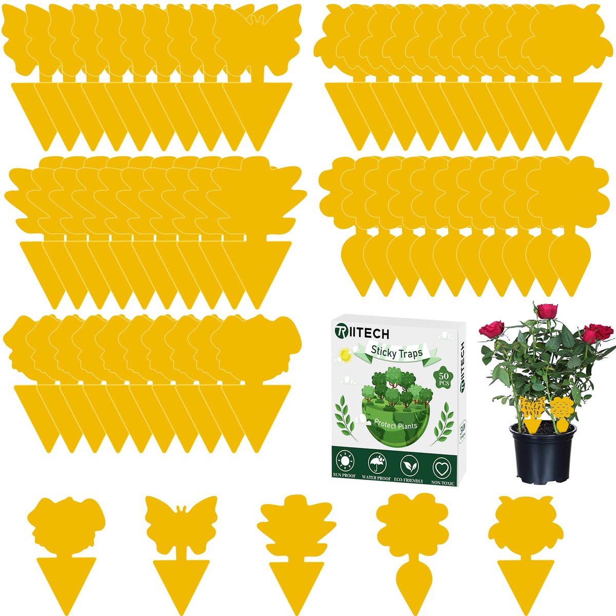 Dailygoods- Vliegenvallen 50 Stuks - Kleverige Insectenvallen - Fruitvliegenvallen - Plantenvliegenstickers - UV-bestendig - Waterdicht