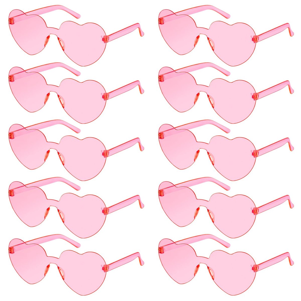 Dailygoods- Hartbril 10 Stuks - Hartvormige Zonnebril - Kleurrijke Feestbril - Transparante Bril - Modeaccessoire - Geschikt voor Volwassenen en Kinderen