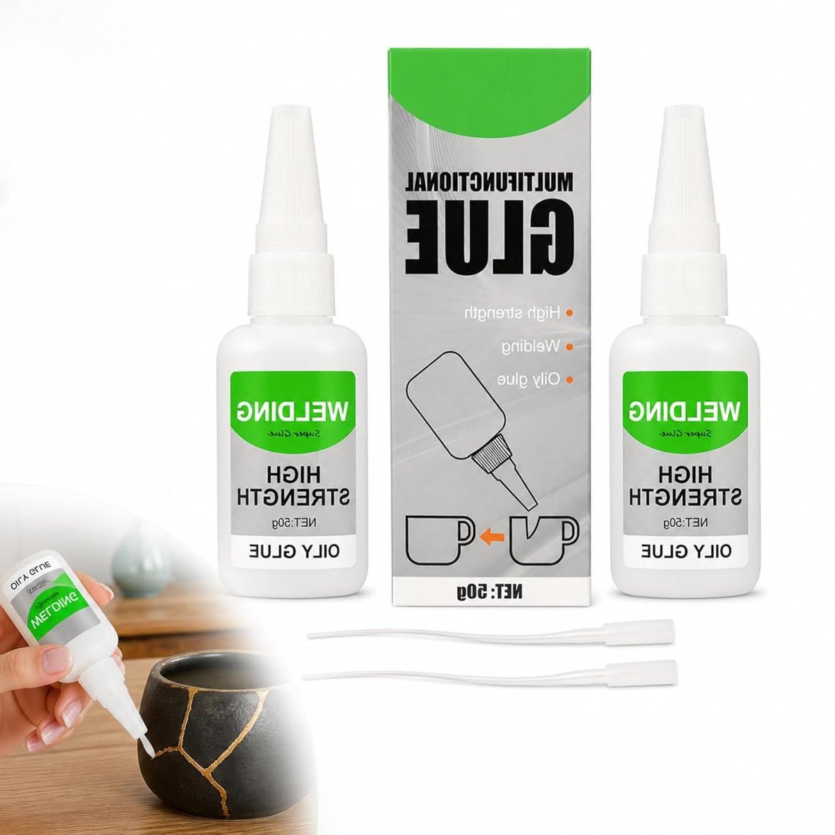 Universele Lijm - Superlijm Sterke Lijm - Repareren en Knutselen - Nauwkeurig en Druppelvrij - 50 g - Transparant