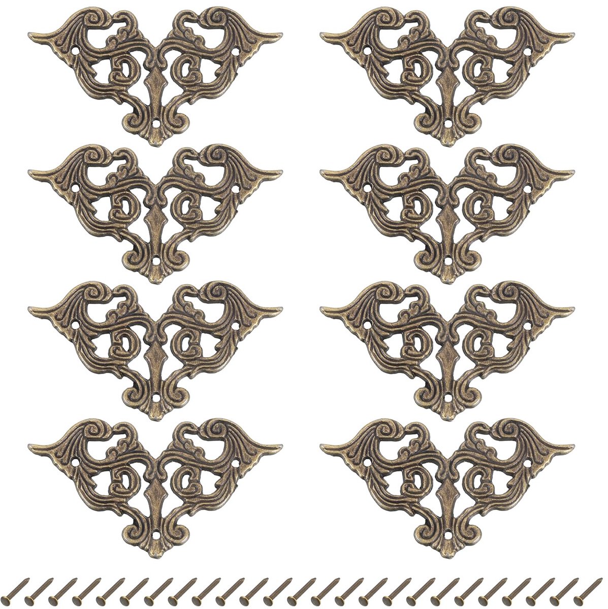 Dailygoods - 8 Stuks Antieke Hoekbeschermers van Beukenhout - Retro Metaal Hoekbedekking voor Dozen en Tafels