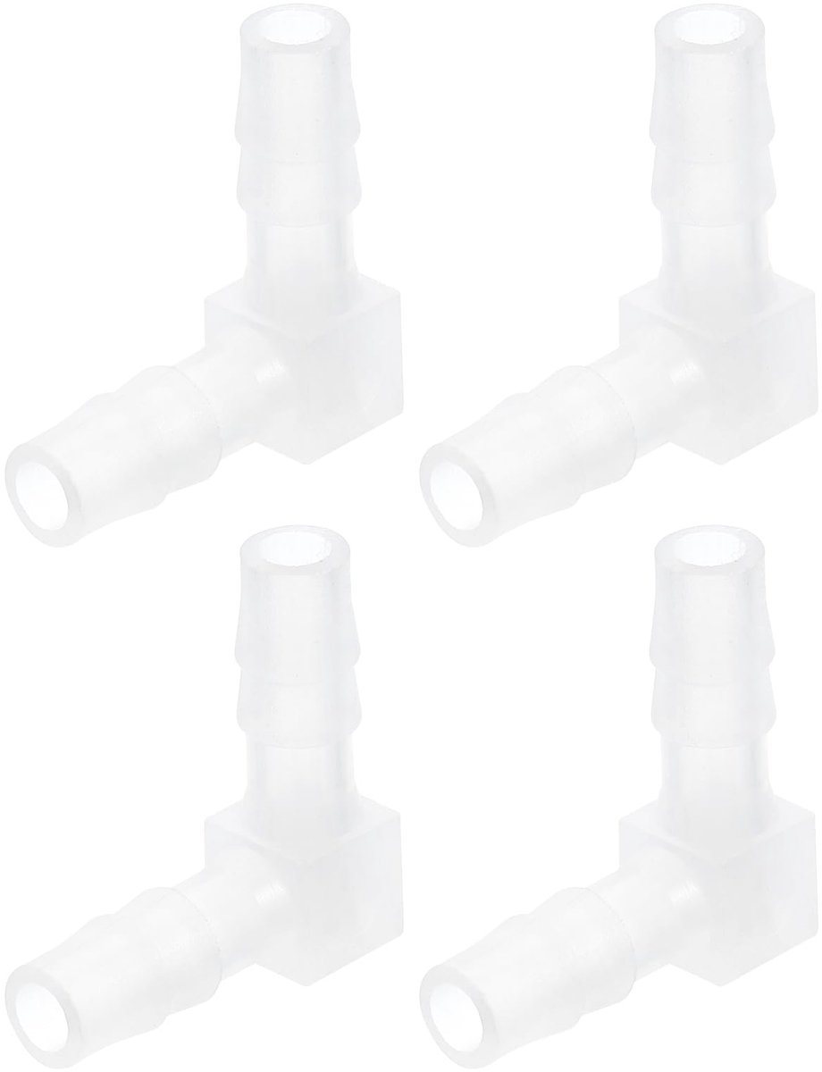 Dailygoods - 90 Graden Hoekstuk voor 1/4 Inch Slangen - 4 Stuks L-vormige Luchtklep Verbinders voor Aquaria