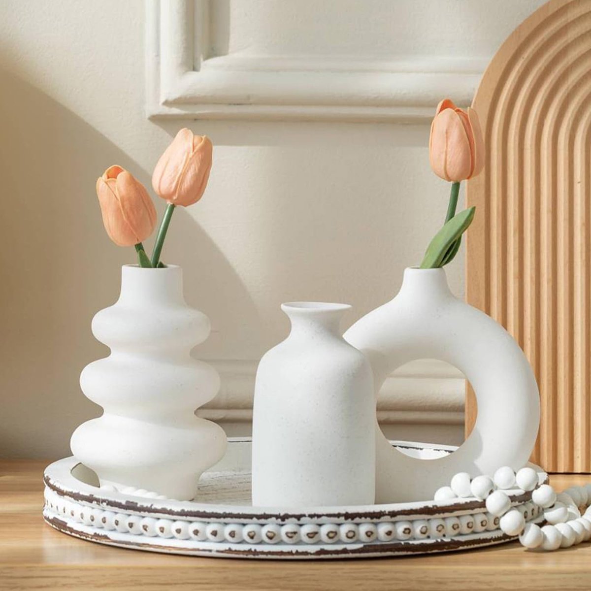 Dailygoods - Set van 3 Decoratieve Keramische Vazen voor Thuisdecoratie