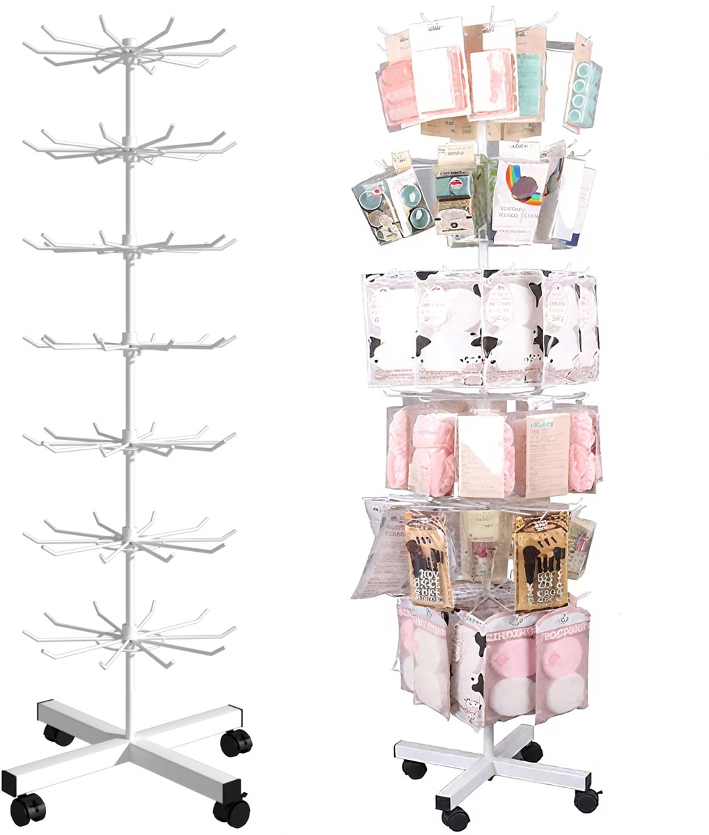 Dailygoods- Displaystandaard 7 verdiepingen - Metalen Opbergrek - Vrijstaande Hanger - Mobiele Stand voor Sieraden - Geschikt voor Winkels/Supermarkten - Elegante Levensstijl