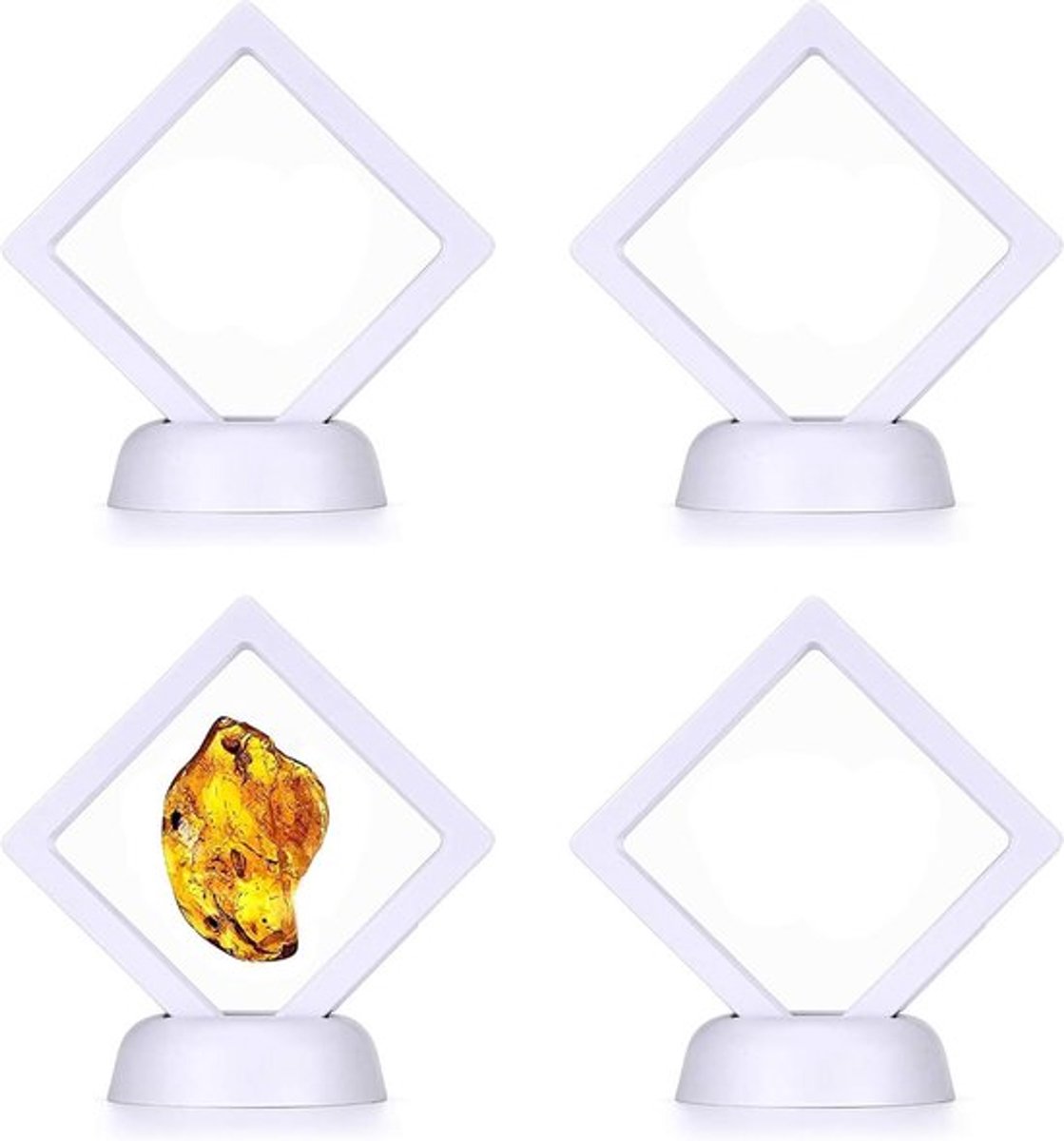 Drijvende Frame Display Houder voor Sieraden en Munten met Basis - Ring Hanger Armband - 4 Stuks