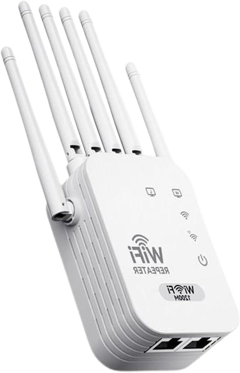 Wifi Versterker - Repeater Extender - Netwerk Uitbreiden - 1200Mbps Snelheid - 1115 vierkante meter - Wit