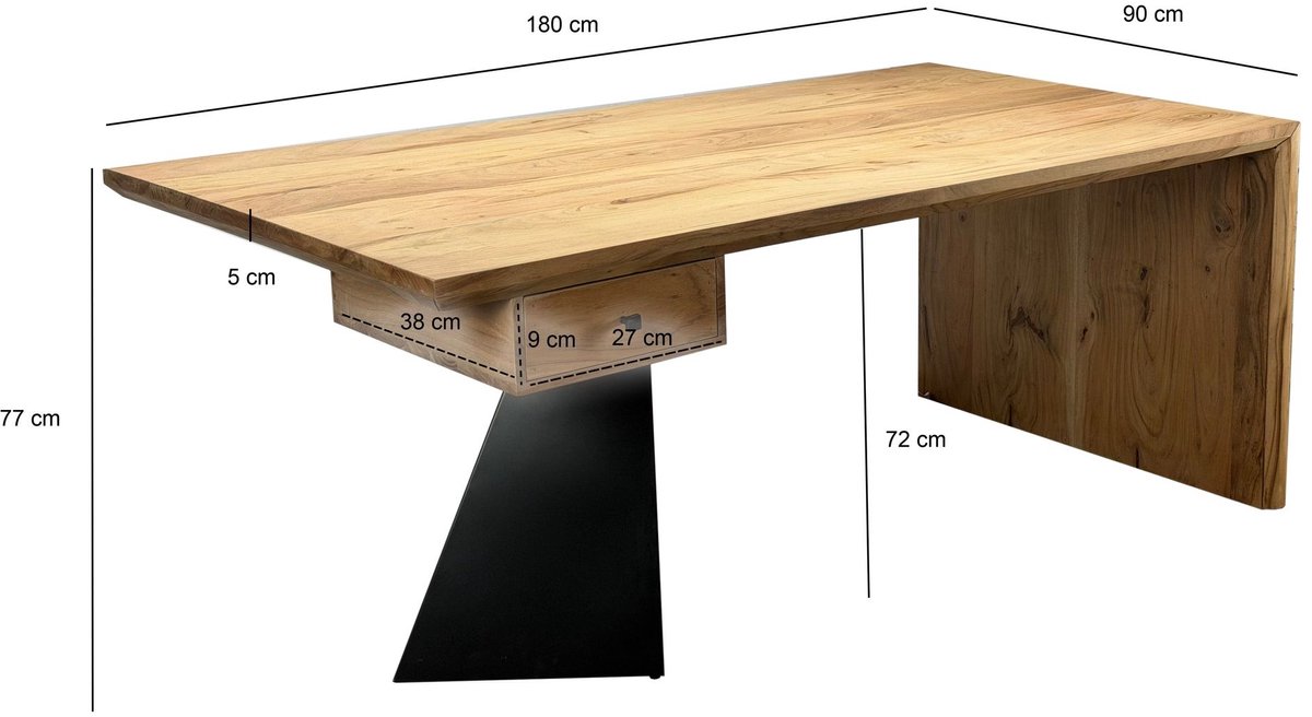 Bureau acaciahout 180 cm lang