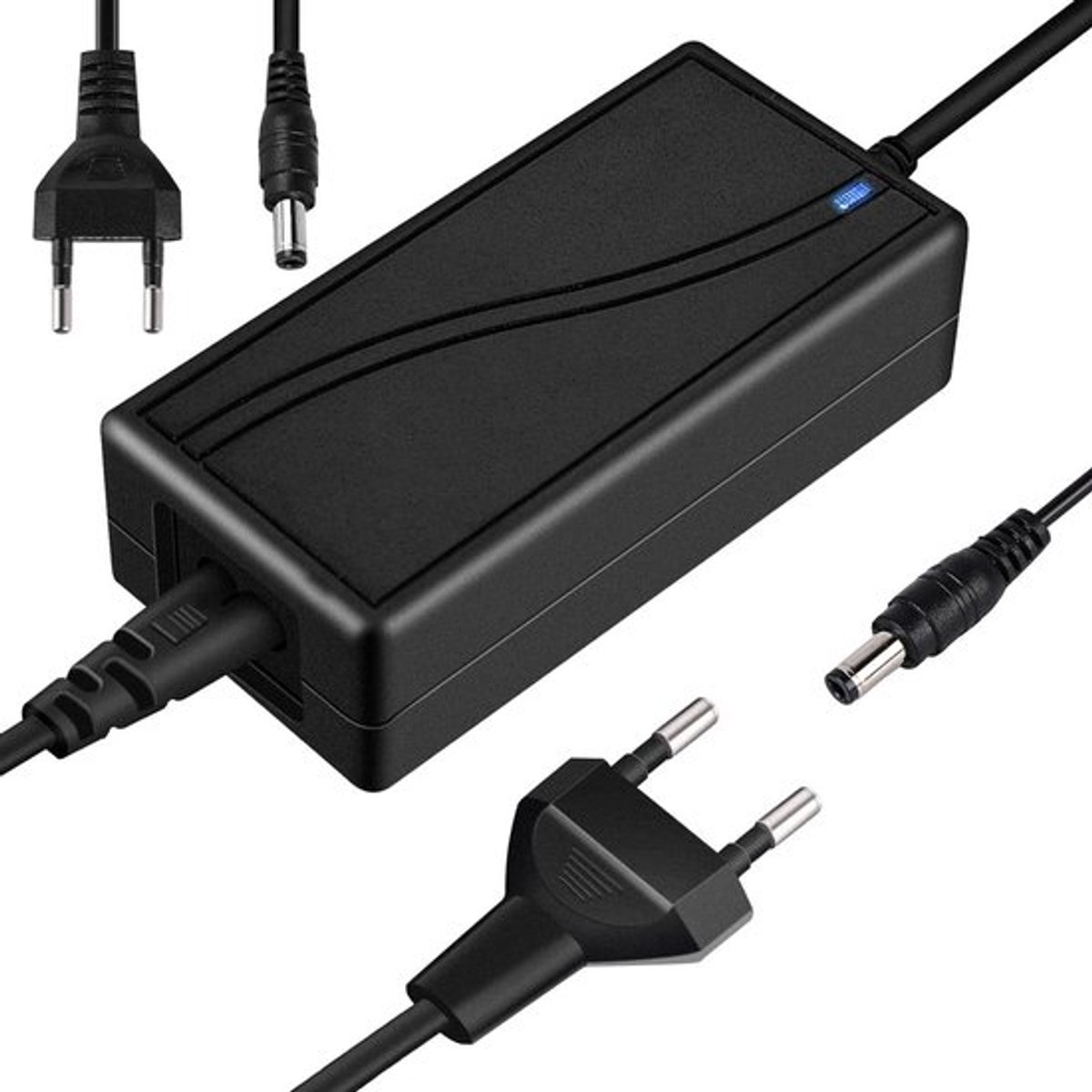 Voeding AC-DC adapter 12V 6A voor LED-lampen en monitoren 72W - Euro stekker 5.5 × 2.5/2.1mm.