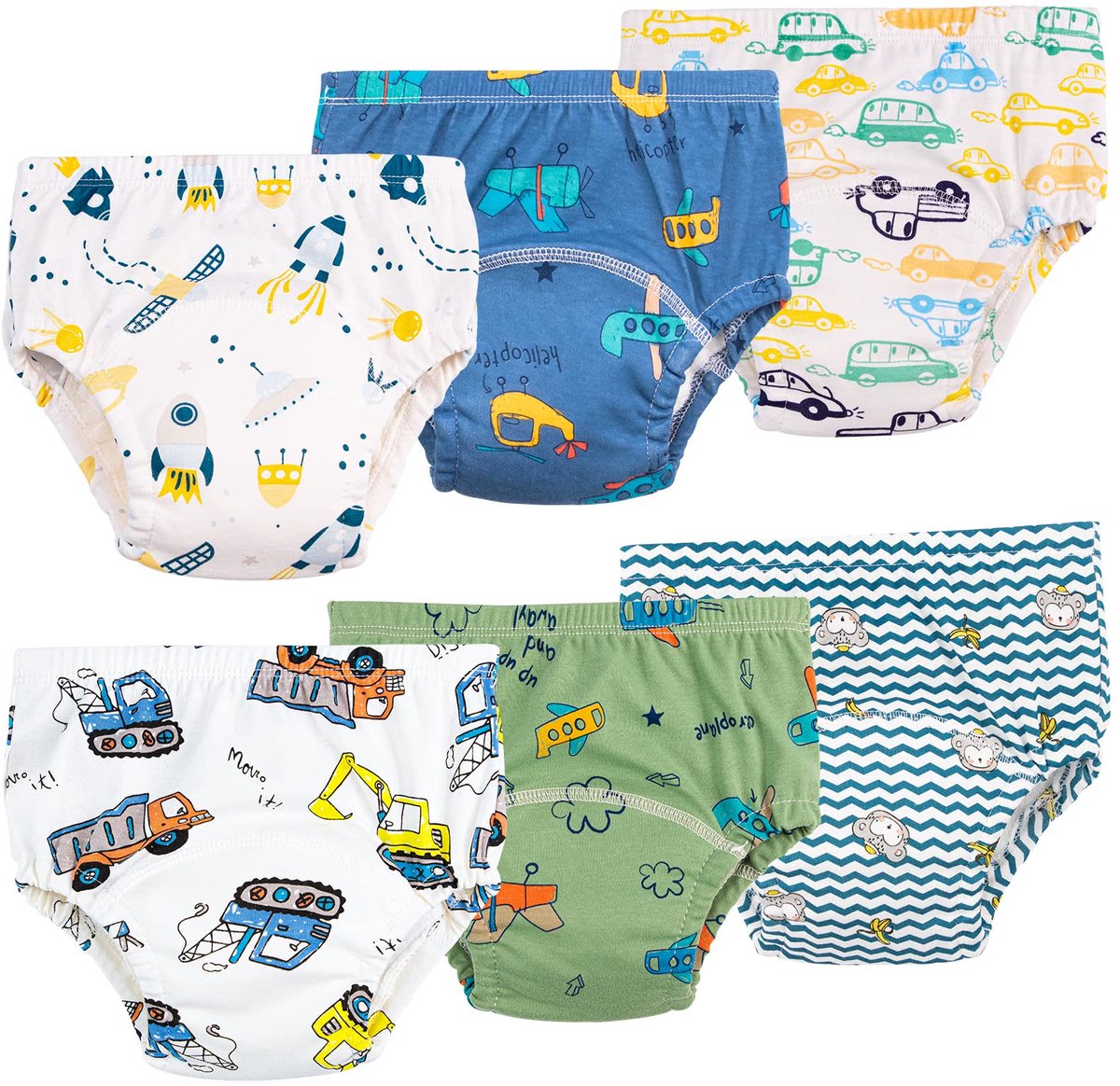 SnelShoppen - Potje Training Pants voor Jongens en Meisjes, 6 Stuks Herbruikbare Baby Peuter Trainingsbroekjes, Zacht en Wasbaar, 2-4 Jaar, Blauw, 4 J