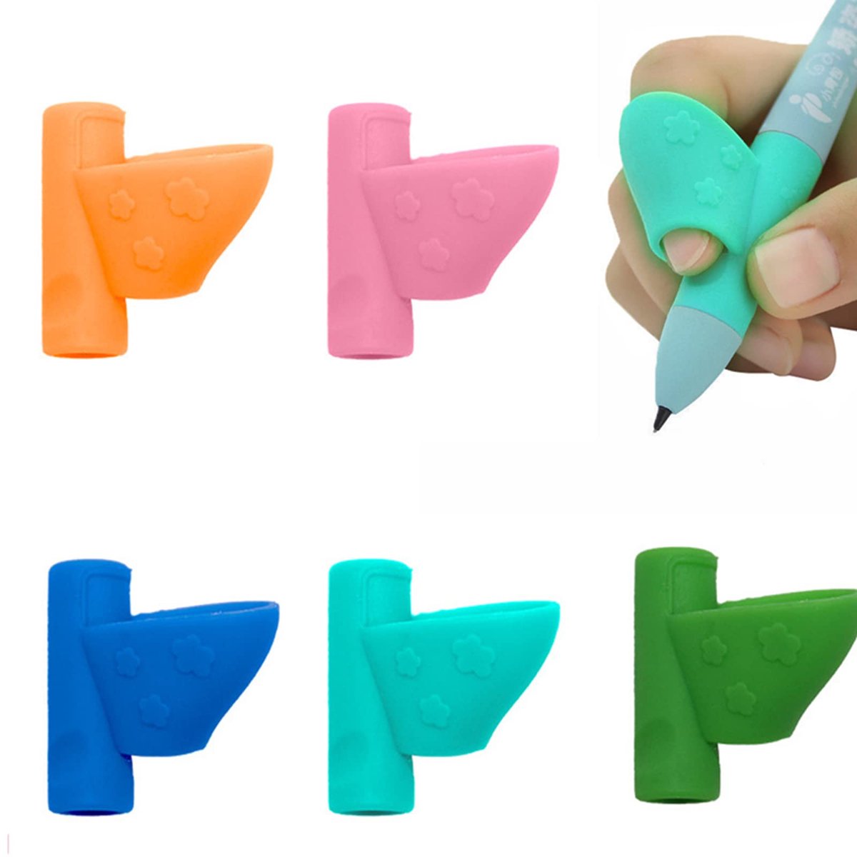Dailygoods- Schrijfhulp Ergonomisch - 5 Stuks Potloodgreep - Hoogwaardige Siliconen - Houdingscorrectie - Kinderen - Veilig en Duurzaam