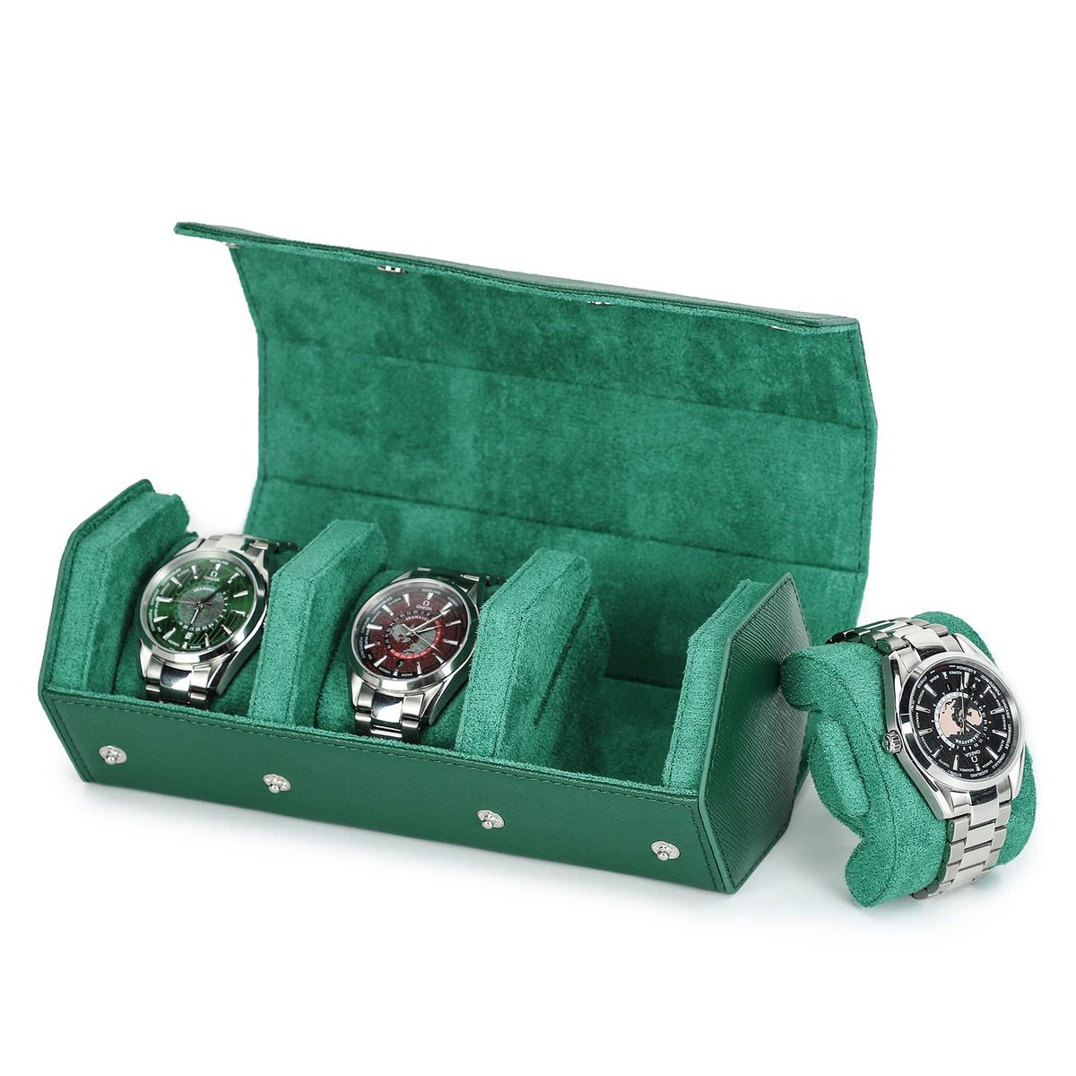 Dailygoods - Hexagon Horloge Roll Case van Leer voor 3 Horloges