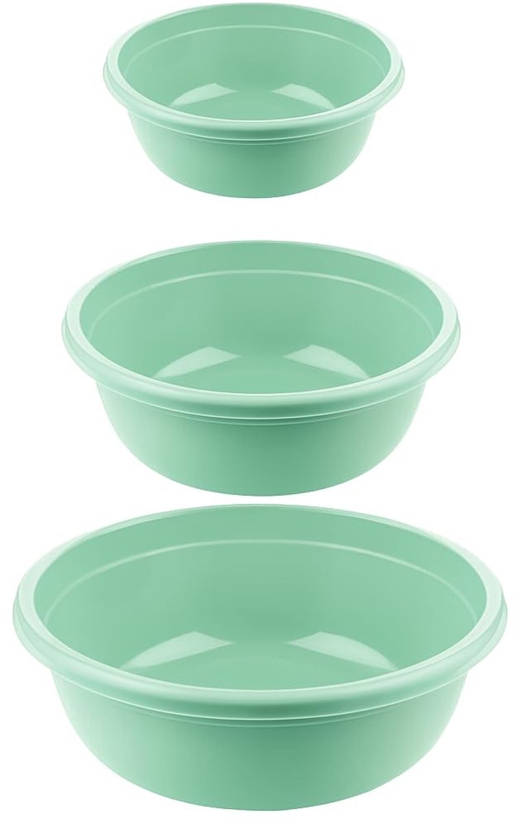 Dailygoods - Set van 3 Ronde BPA-vrije Plastic Kommen - Lichtgewicht en Duurzaam 5L, 7.5L en 10.5L
