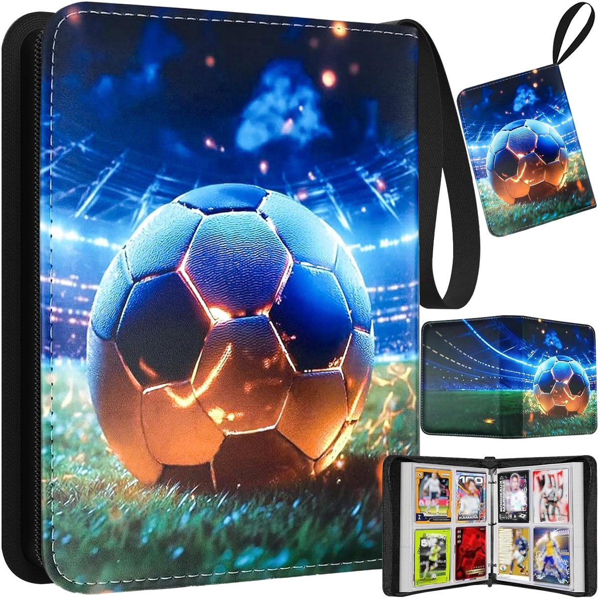 Dailygoods- Voetbalverzamelalbum 400 kaartvakken - Kaartenhouder - PU materiaal - Ritssluiting - Verzamelkaarten - Compatibel met andere kaarten - Kaartenalbum