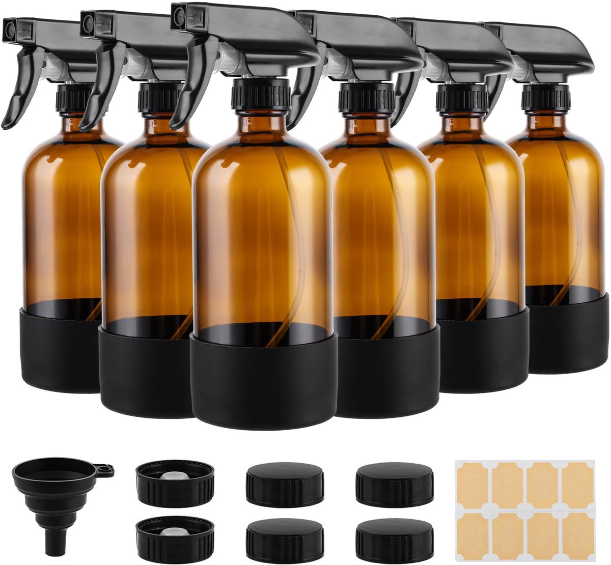 Dailygoods - 6 Stuks Spuitflessen 500 ml - Bruine Glazen Flessen voor Plantenverzorging
