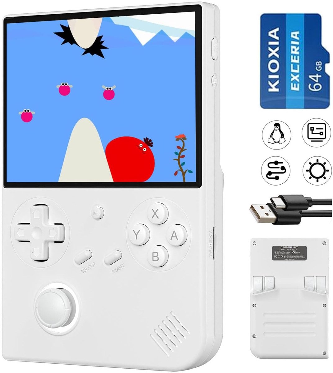 SnelShoppen - Handheld Gameconsole RG40XX V 4,0 inch IPS-scherm met 64G TF-kaart, 5223 games, 5G WiFi, 4.2 Bluetooth, HDMI, Retro Gaming voor Feest en