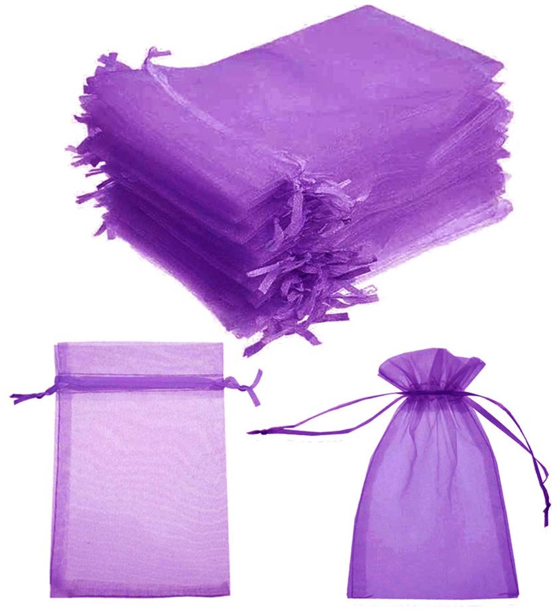 Dailygoods - Set van 100 Organza Tassen - Voor Verpakking van Cadeaus en Trouwen