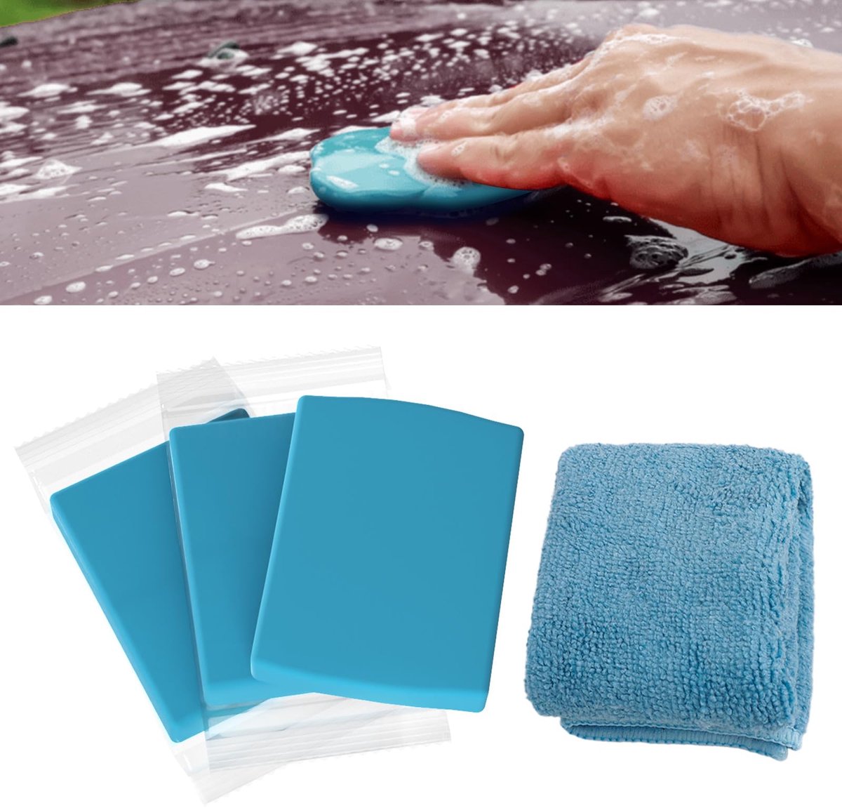 Dailygoods - Magische Auto Reinigingsklei met Handdoek - Set van 3