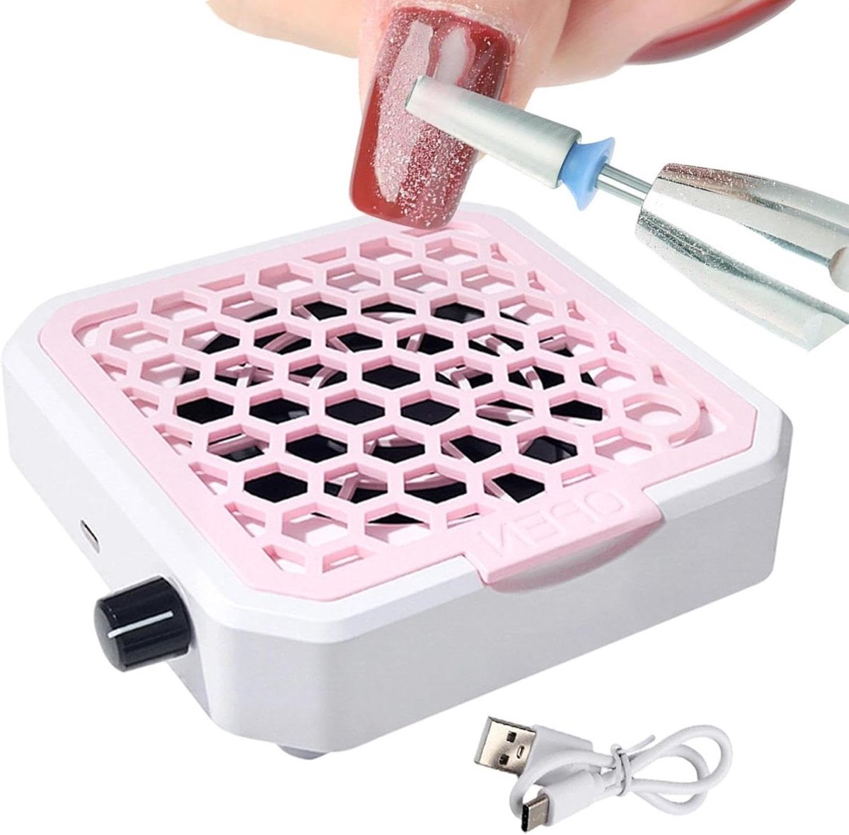 Nagel Stofafzuiger - Nagelstofzuiger Draadloos - Nagelstof Opvangen - Ergonomisch Handvat - 16 x 16 x 6 cm - Wit