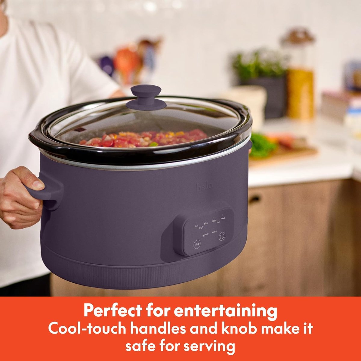 Slow Cooker - Crockpot Stoofpot - Grote Maaltijden Bereiden - Keramische Antiaanbaklaag - 6 Liter - Pruim – foto 6