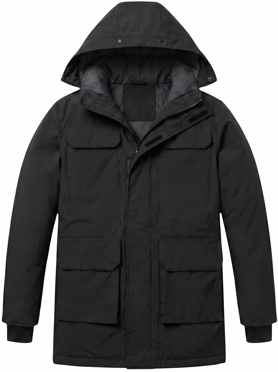 Lange jas Heren - Heren Winterjassen - LF7169 - Zwart - Maat S