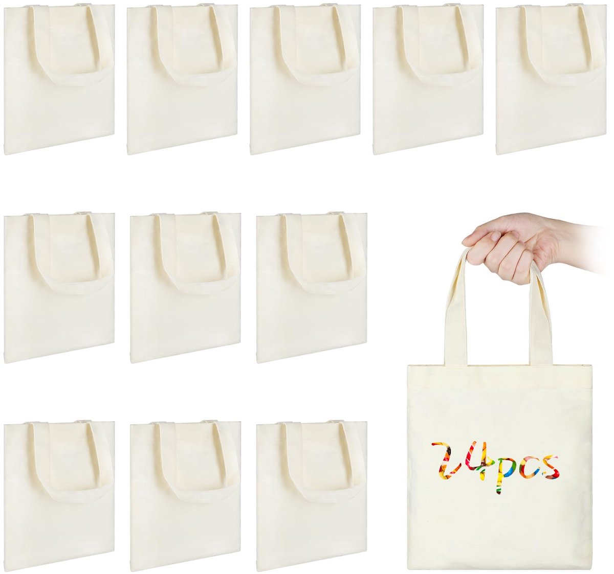 Dailygoods - Mini Canvas Tote Bag - Lege Canvas Tas - 24 Stuks
