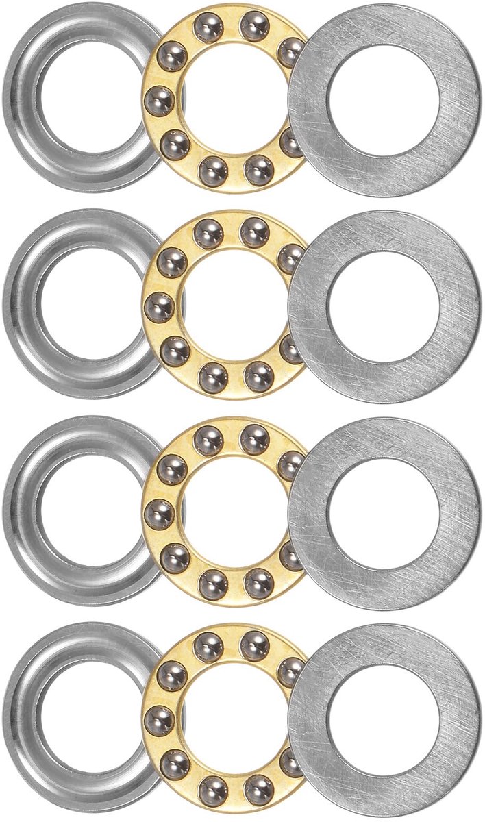 Dailygoods - Axiale Kogellagers 10mm x 18mm x 5.5mm - Messing met Wasringen ABEC3 (4 Stuks)