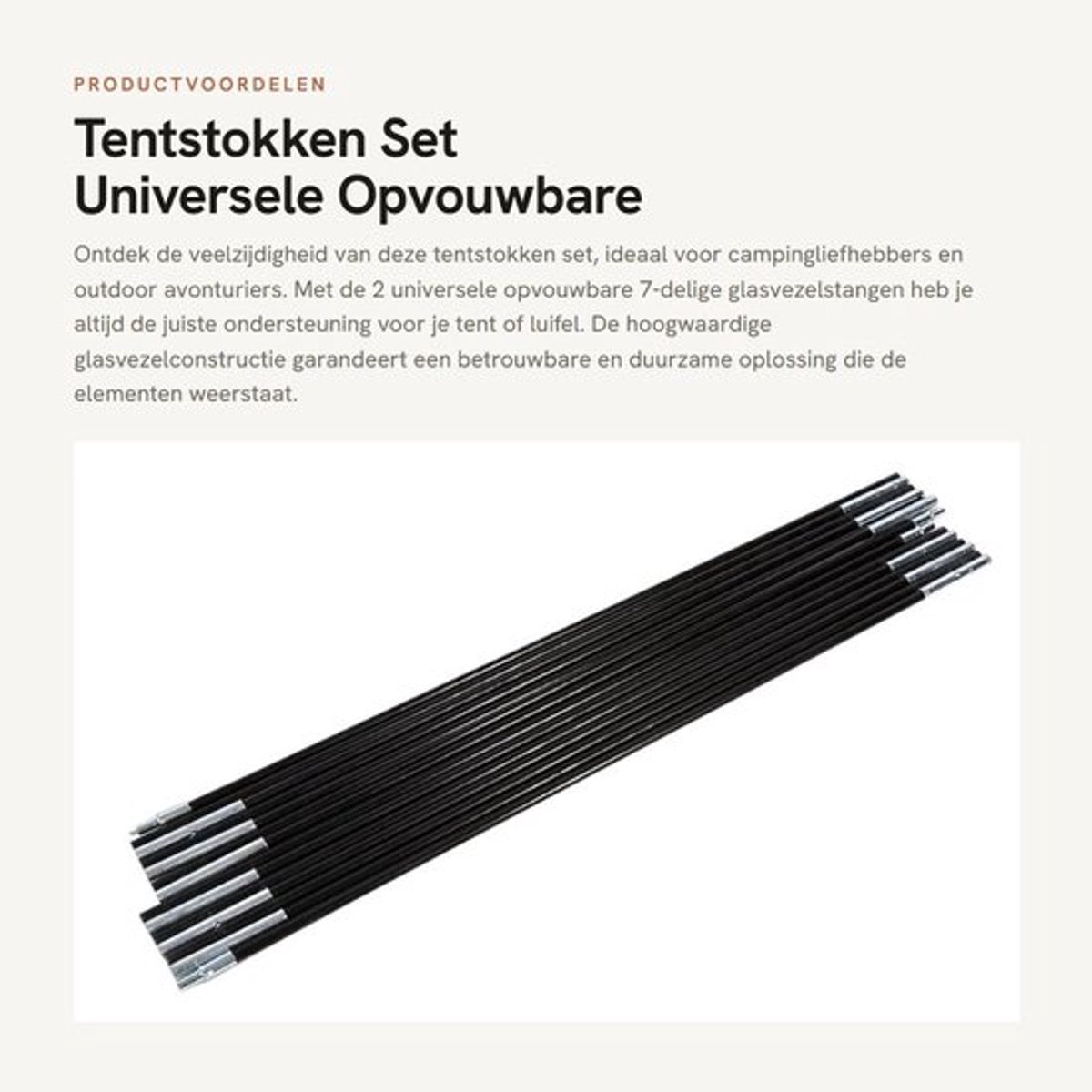 Tentstokken Set - Duurzaam Glasvezel - Opvouwbaar Design - Camping Luifelstangen - Reserveonderdeel - Robuuste Structuur - Glasvezelstokken