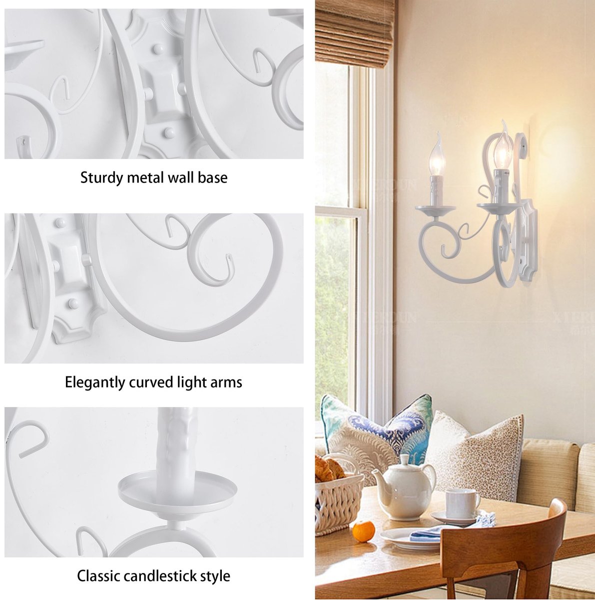 Dailygoods- Muurlamp Vintage Stijl - Retro Verlichting - Smeedijzer - 2 Lichten - E14 Fitting - 35 cm Hoogte - Antiek Effect - Wandlamp