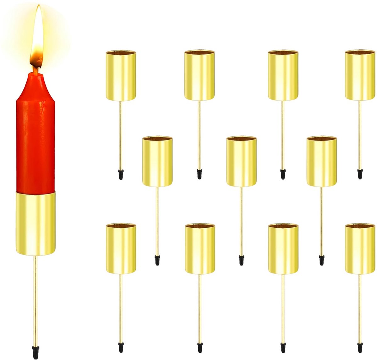 Dailygoods - 12 Stuks Gouden Adventskrans Kaarsenhouder - Decoratie voor Bruiloft en Woonkamer