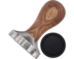 Dailygoods - 58mm Koffie Tamper Set - Basis met Houten Handvat en Siliconen Mat